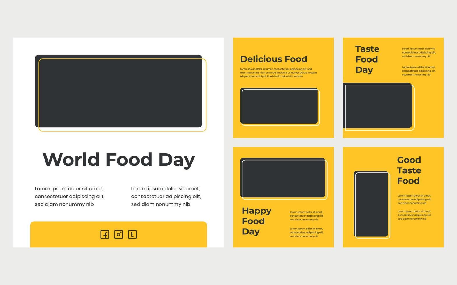 Set collection post world food day design template. Suitable for content social media. Campaign square vector