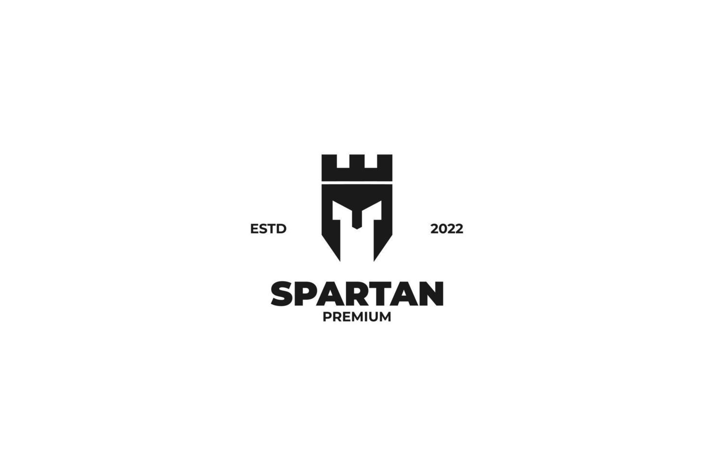 Flat spartan castle logo design vector illustration idea