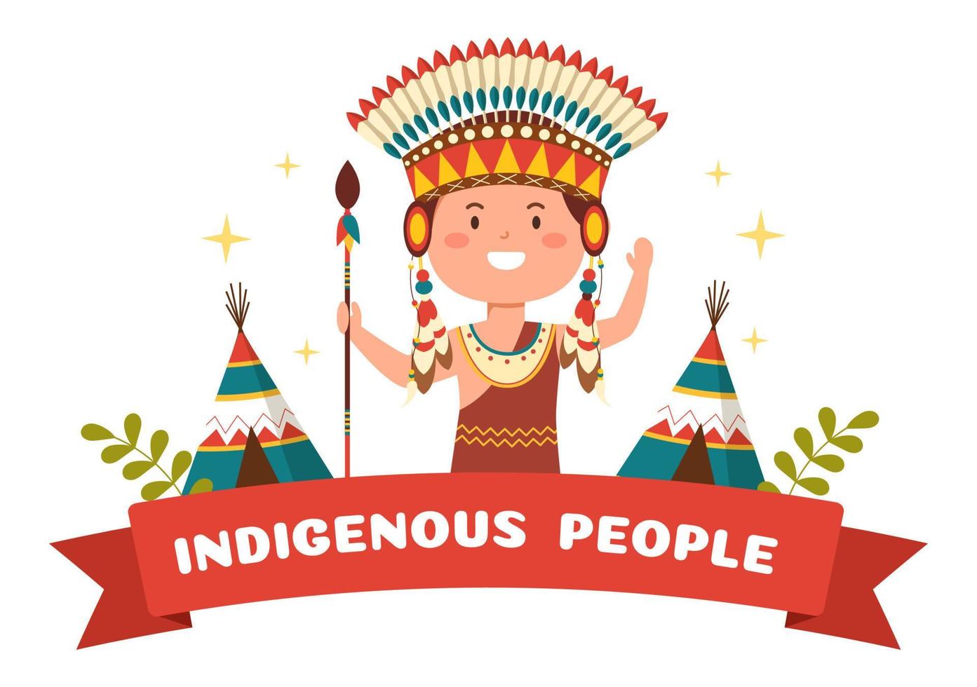 Worlds Indigenous Peoples Day on August 9 Hand Drawn Cartoon Flat Illustration to Raise Awareness and Protect the Rights Population vector