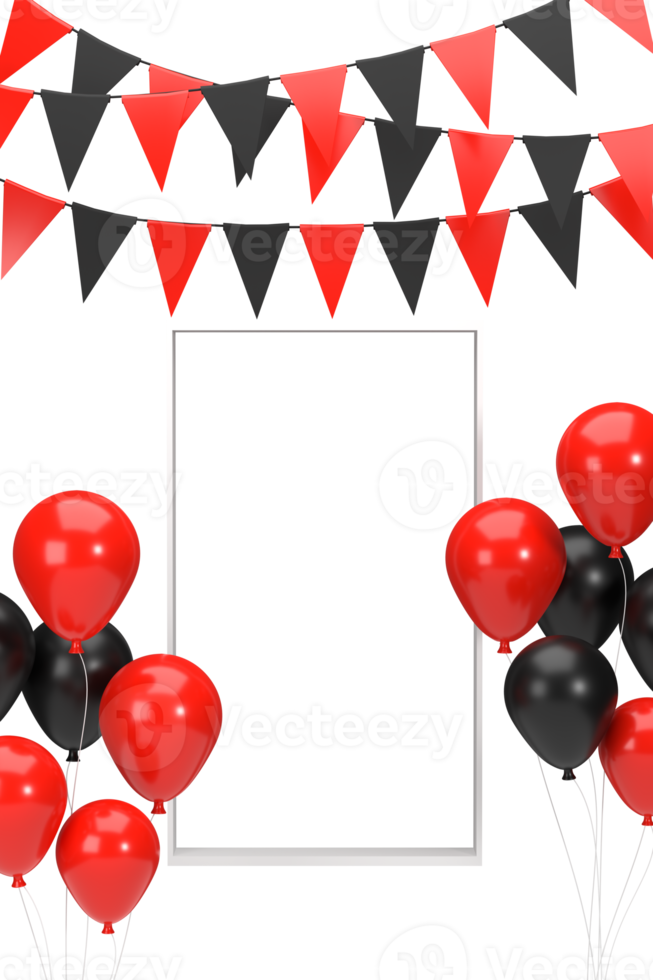 3d. boodschappen doen expo dat omvat vlaggen en ballonnen png