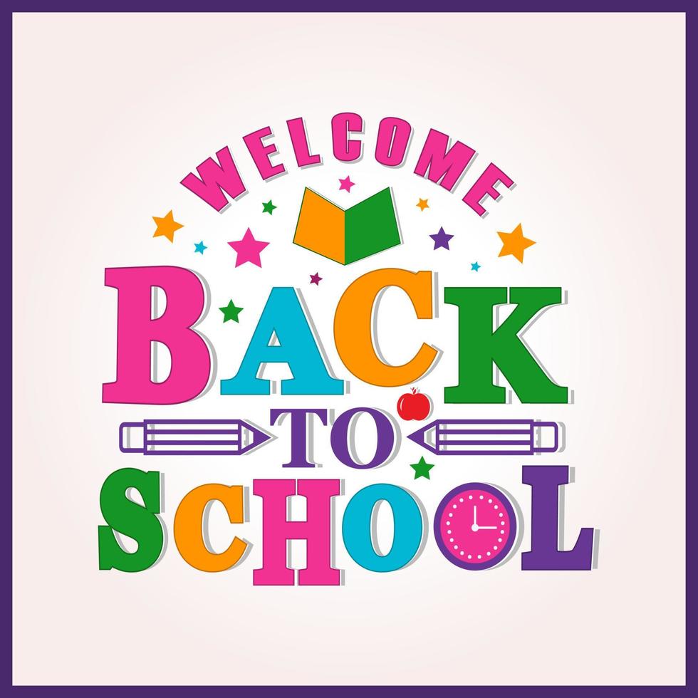 Back to school editable typography vector illustration colorful modern and school items elements decoration background.
