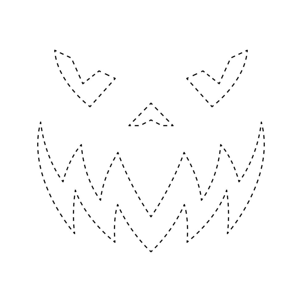 Face Pumpkin tracing worksheet for kids vector