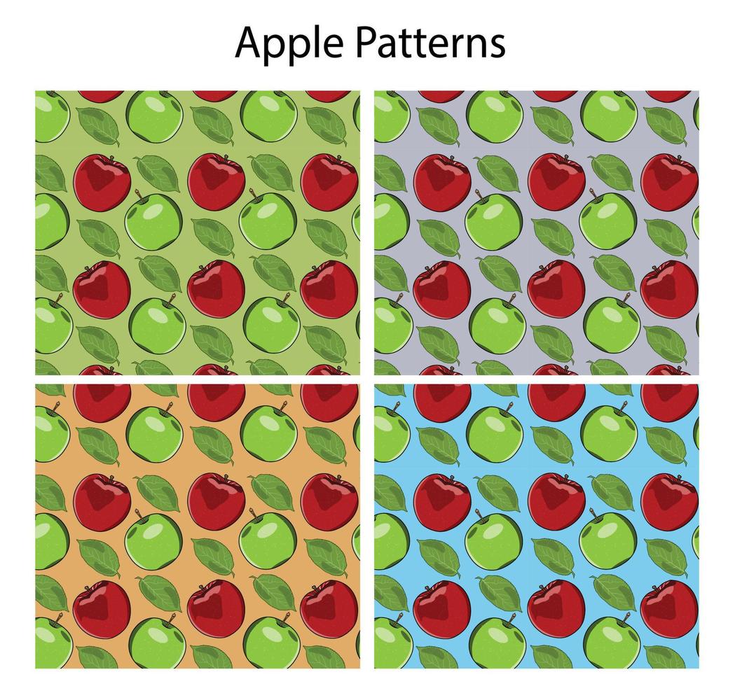 Apple Seamless Pattern in Different Background vector