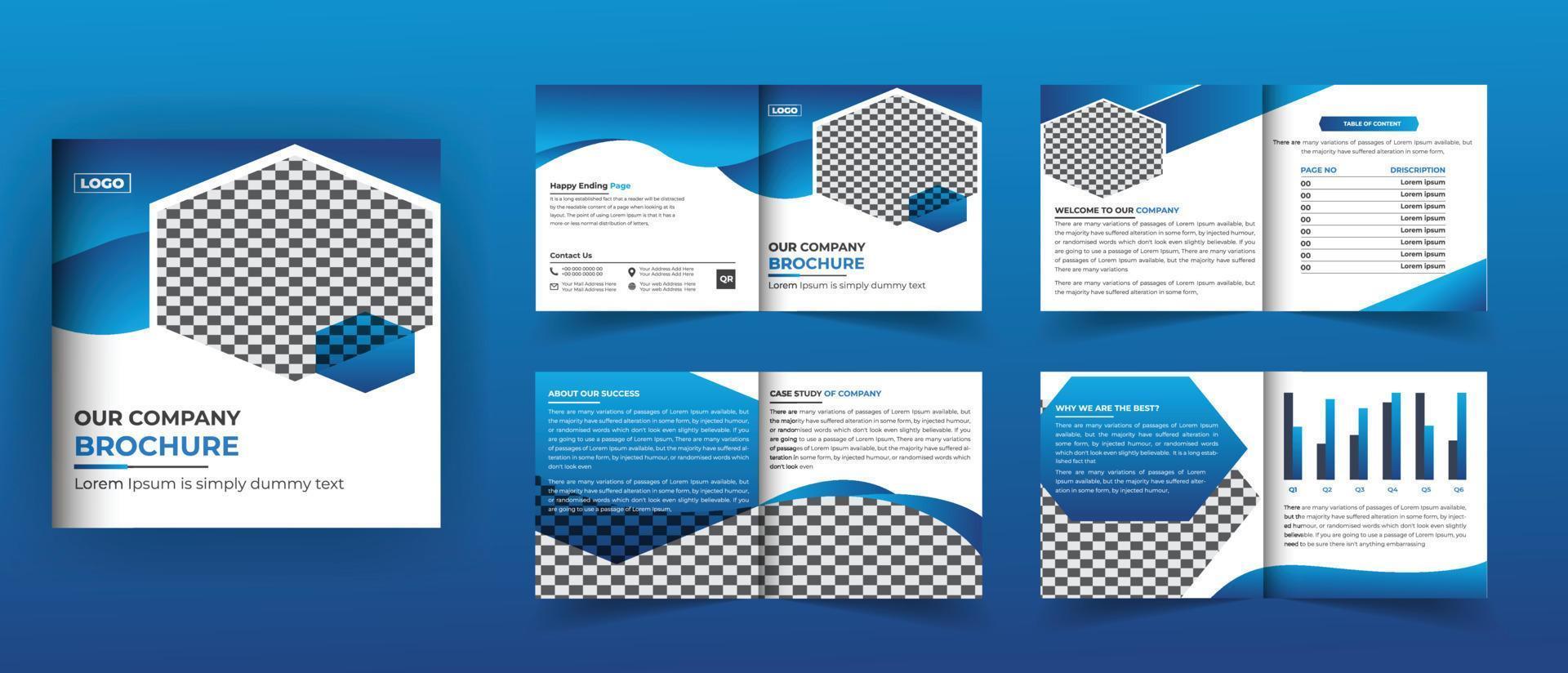 8 Pages square bifold brochure design vector