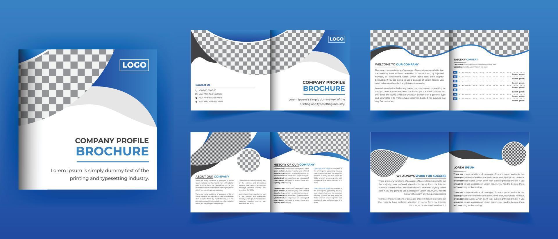 8 Pages square bifold brochure design vector