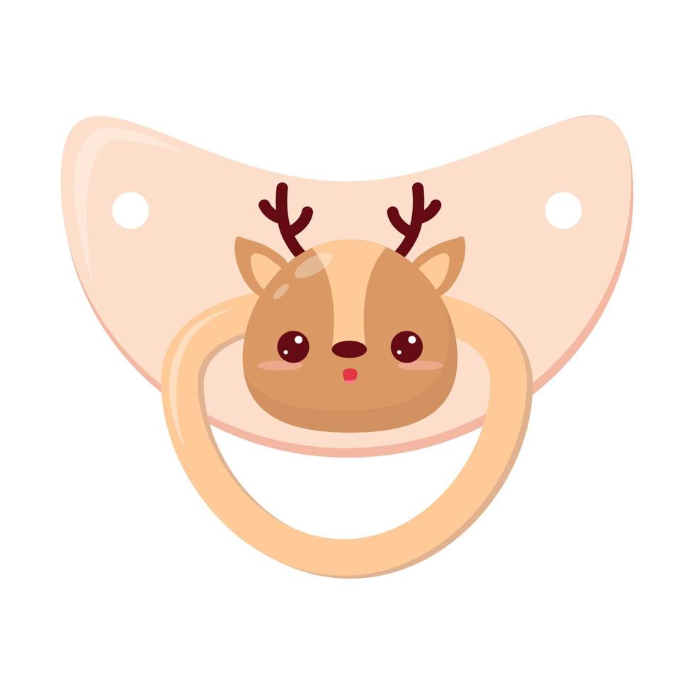 Nipple for infant.Baby dummy .Cute  of baby pacifiers.  Sweet dummy nipple with funny animals faces. Dummy deer vector