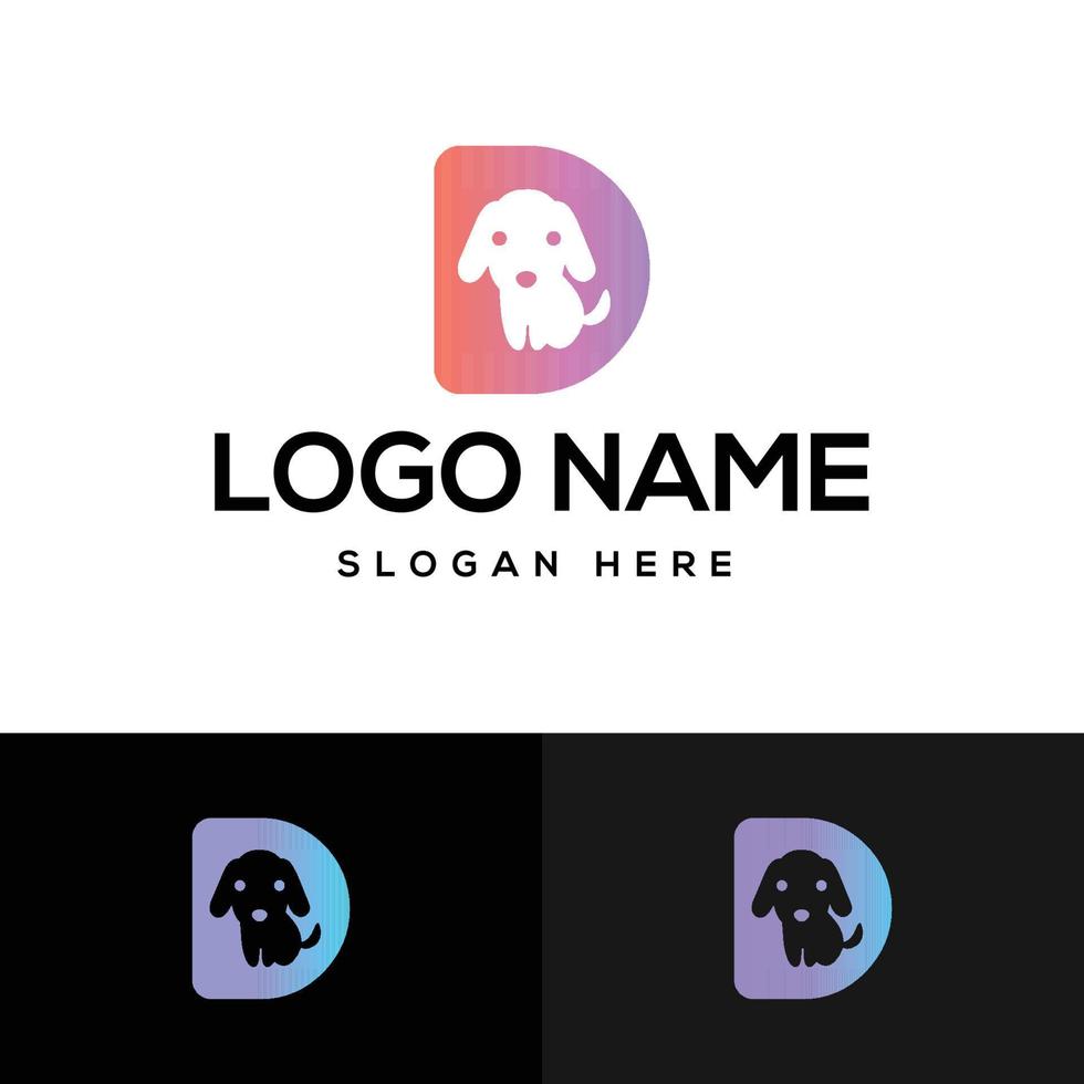 Dog in letter D logo icon Design Template vector.eps vector