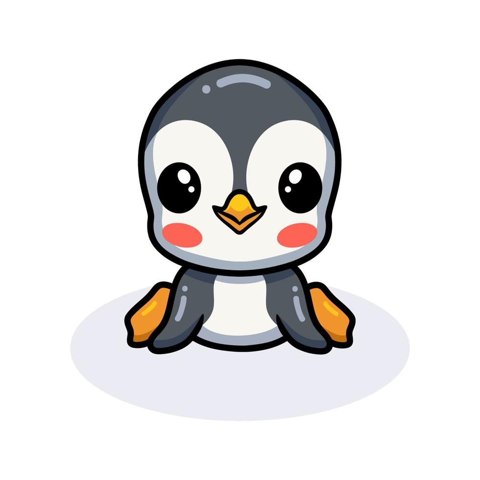 Cute little penguin cartoon sitting vector