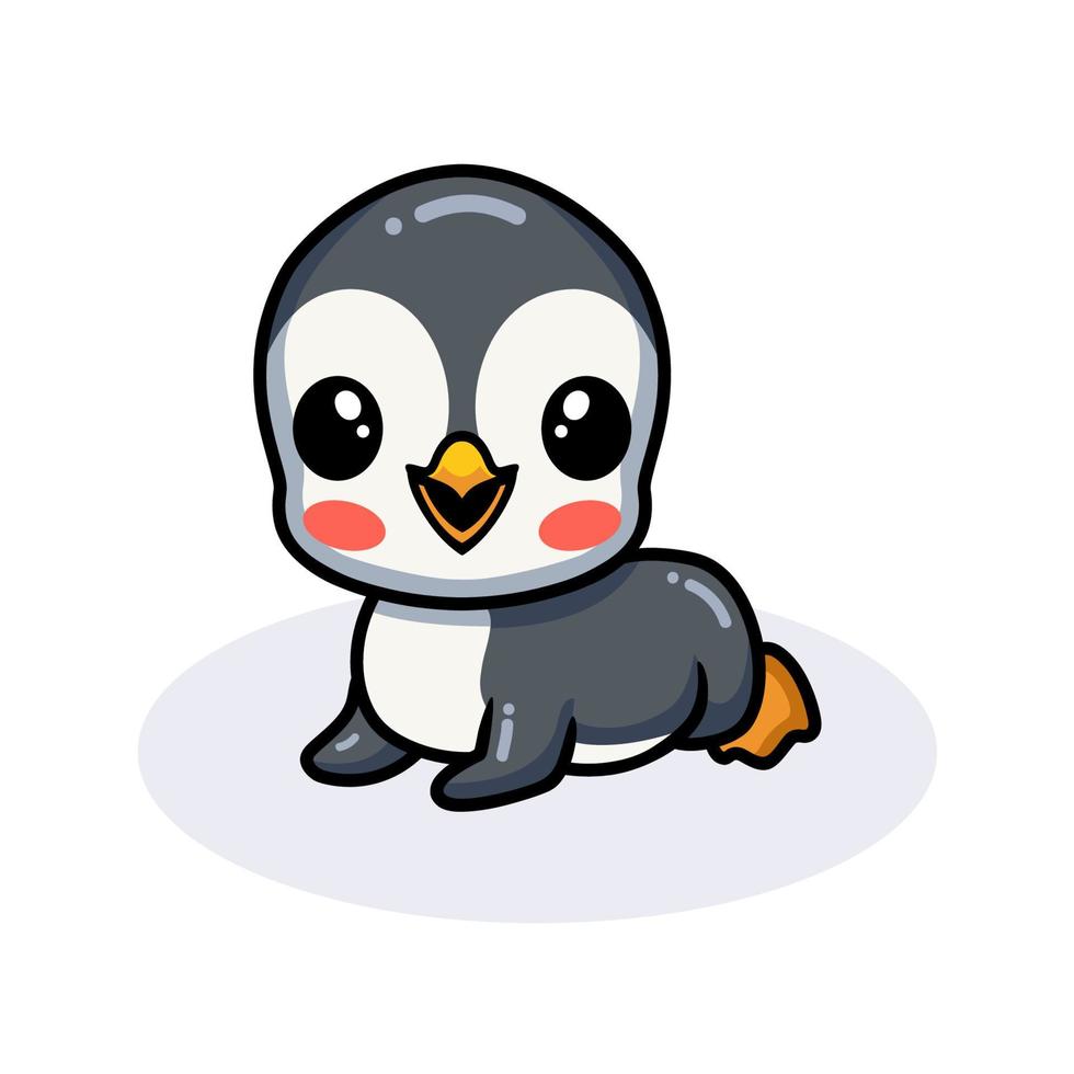 Cute little penguin cartoon lying down vector