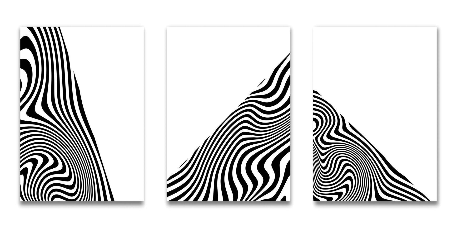 Set of Minimal covers design, Modern template with striped black white background, Pattern of covers template set, Vector illustration