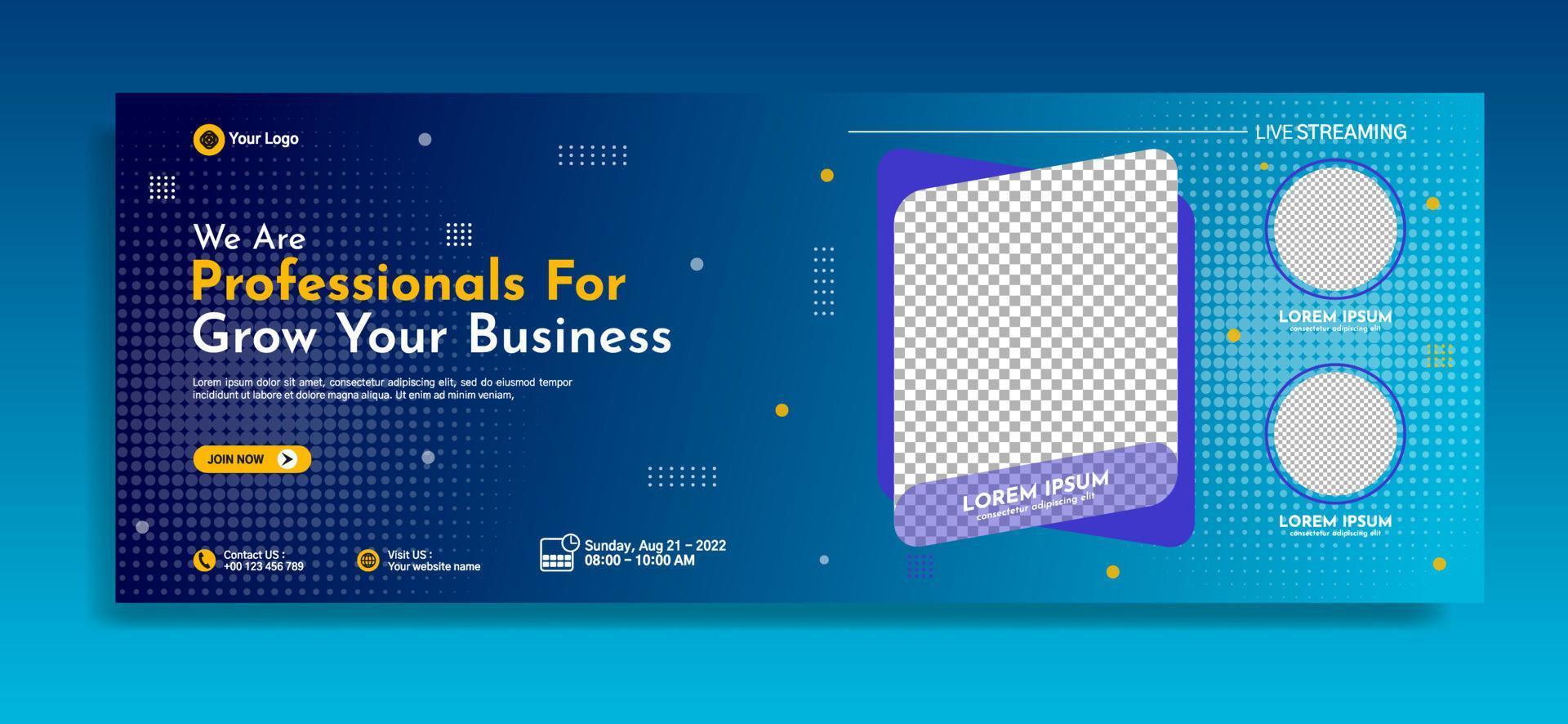 Business webinar horizontal banner template design vector