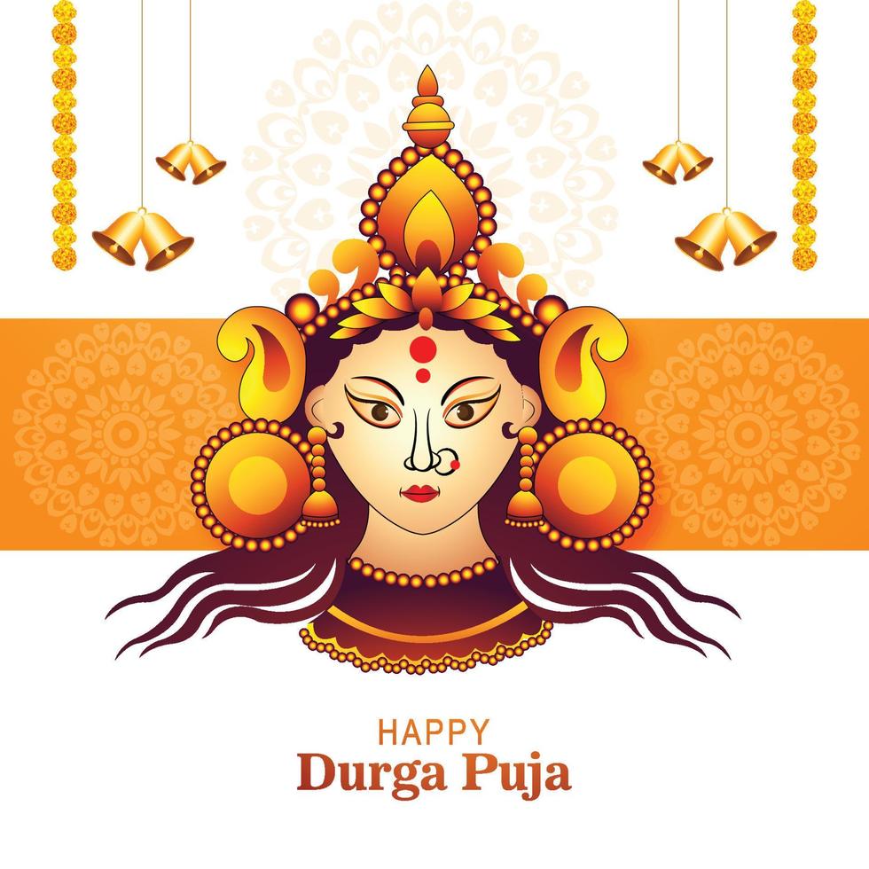 Happy durga puja background goddess durga hand Vector Image