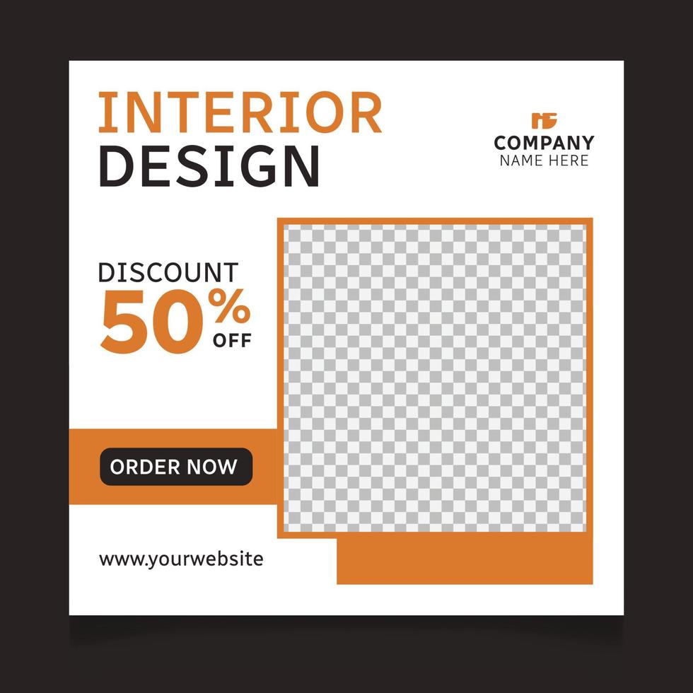 Home interior design social media post template vector