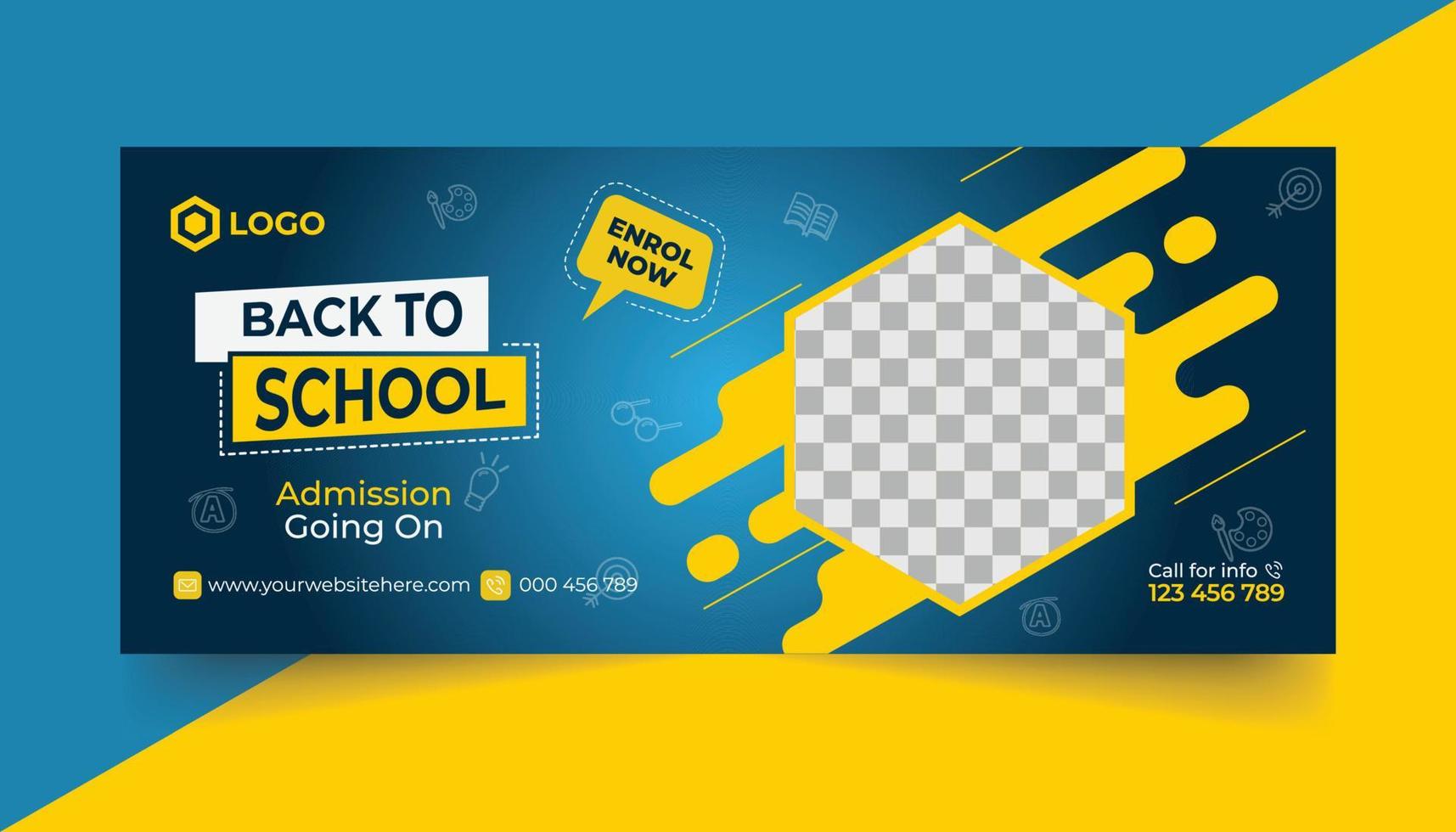 School admission social media page cover design, education banner template vector