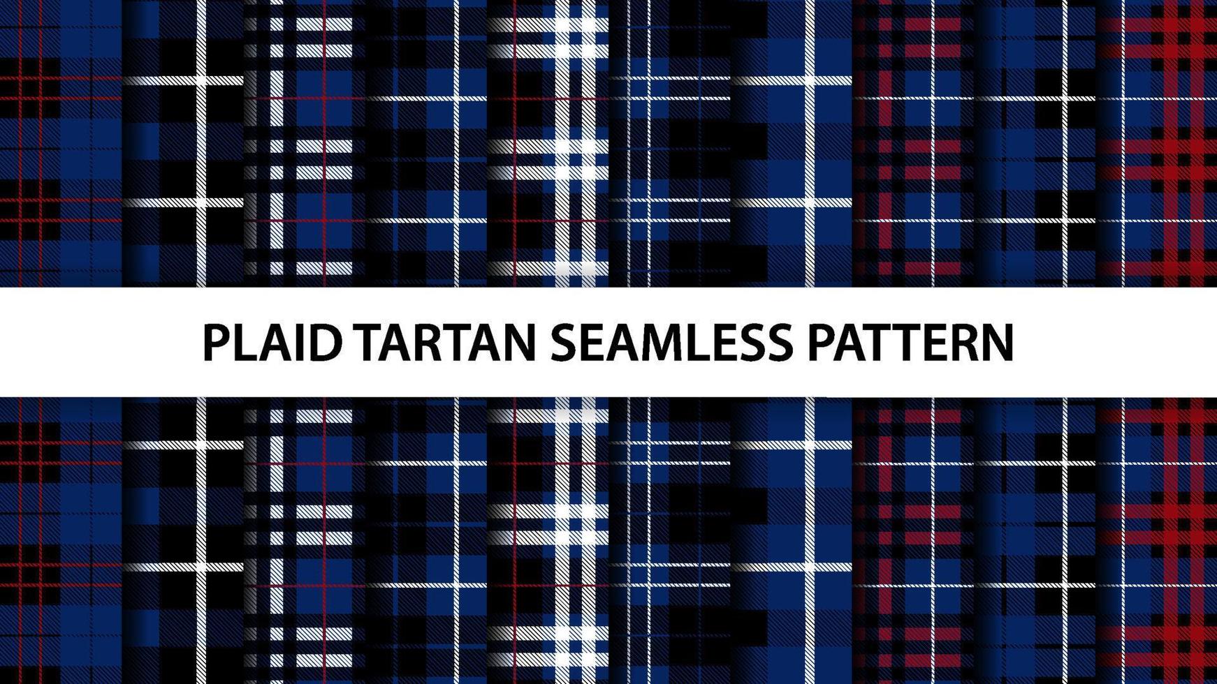 Collection of plaid tartan vector seamless pattern