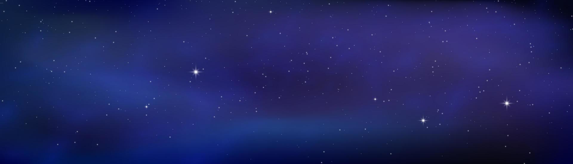 cielo estrellado brillante de noche, fondo espacial azul con estrellas, espacio. hermoso cielo nocturno. vector