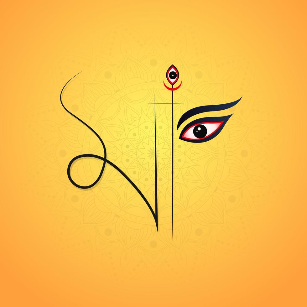 Happy Durga Puja illustrations. Durga Face. Happy Navratri. Bengali Typography vector