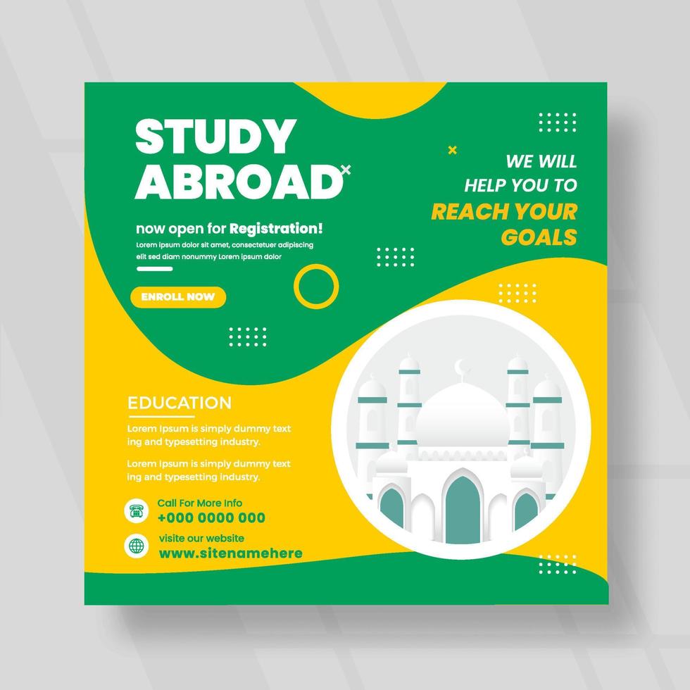 Study abroad social media template design vector