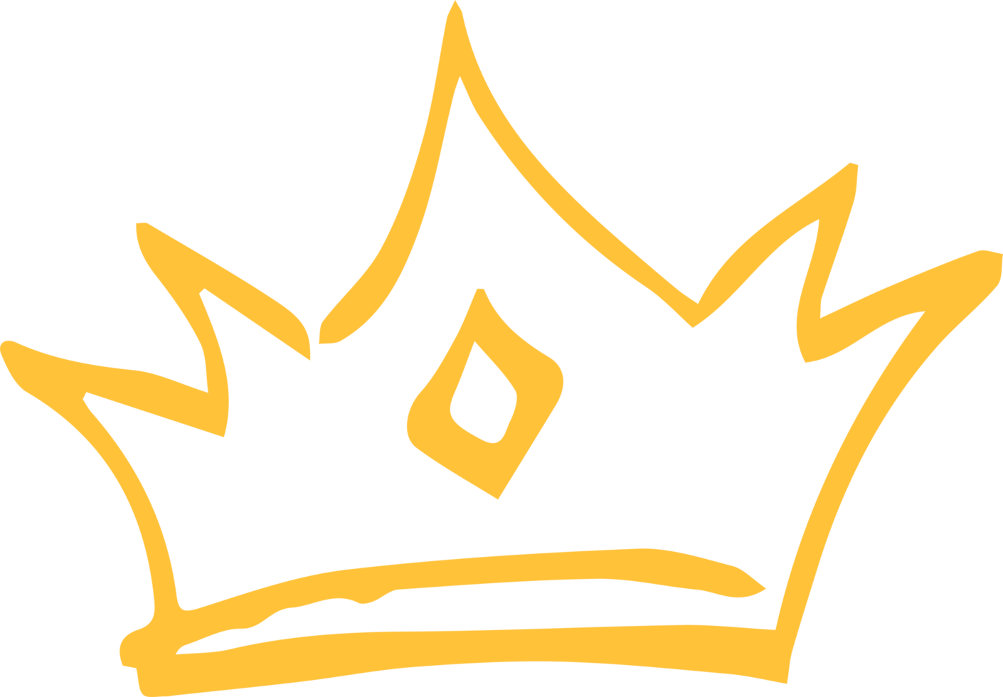 gyllene krona ikon dragen i en minimalistisk markör stil png