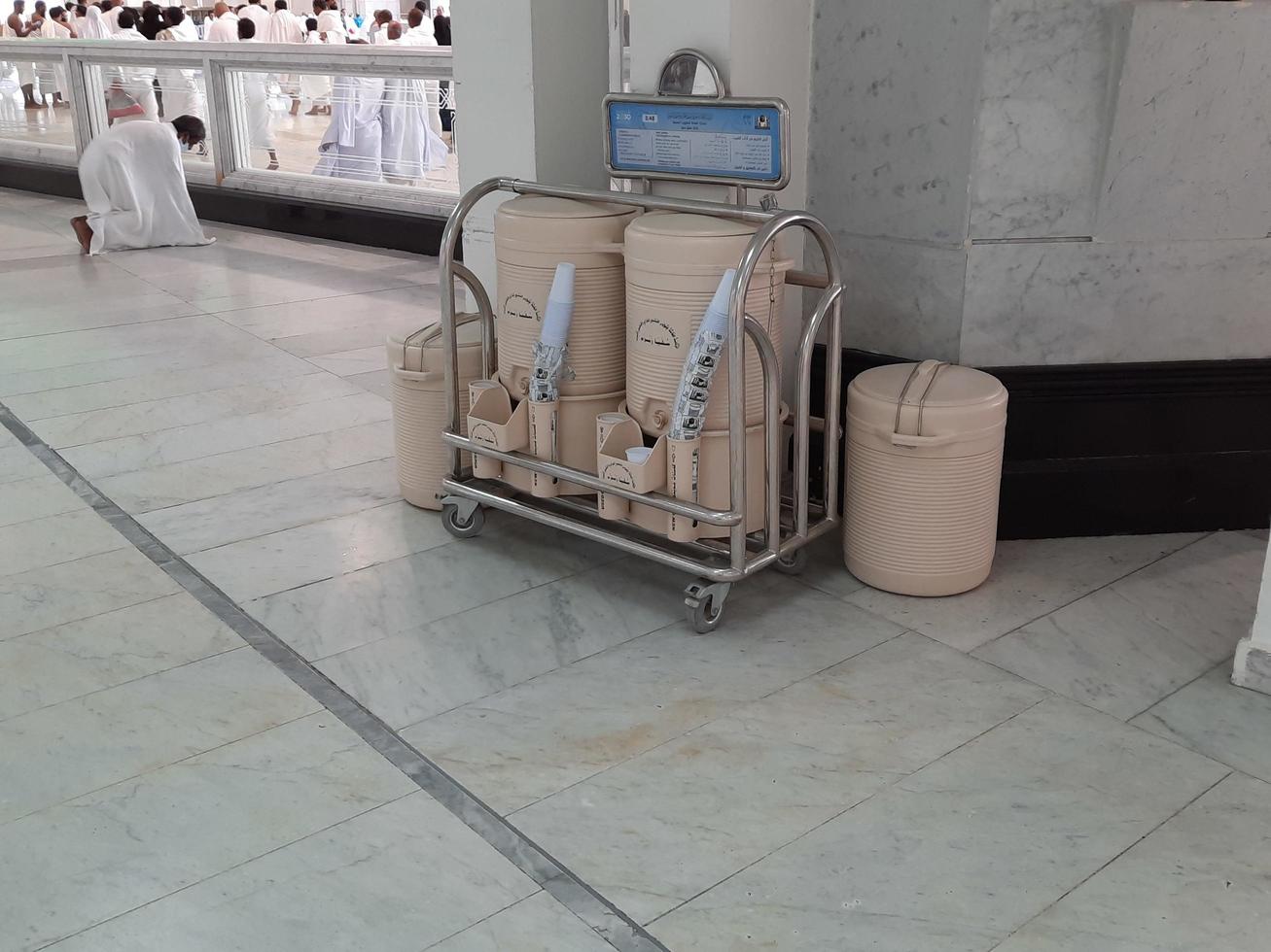 Mecca, Saudi Arabia, Aug 2022 Zamzam water coolers are located at