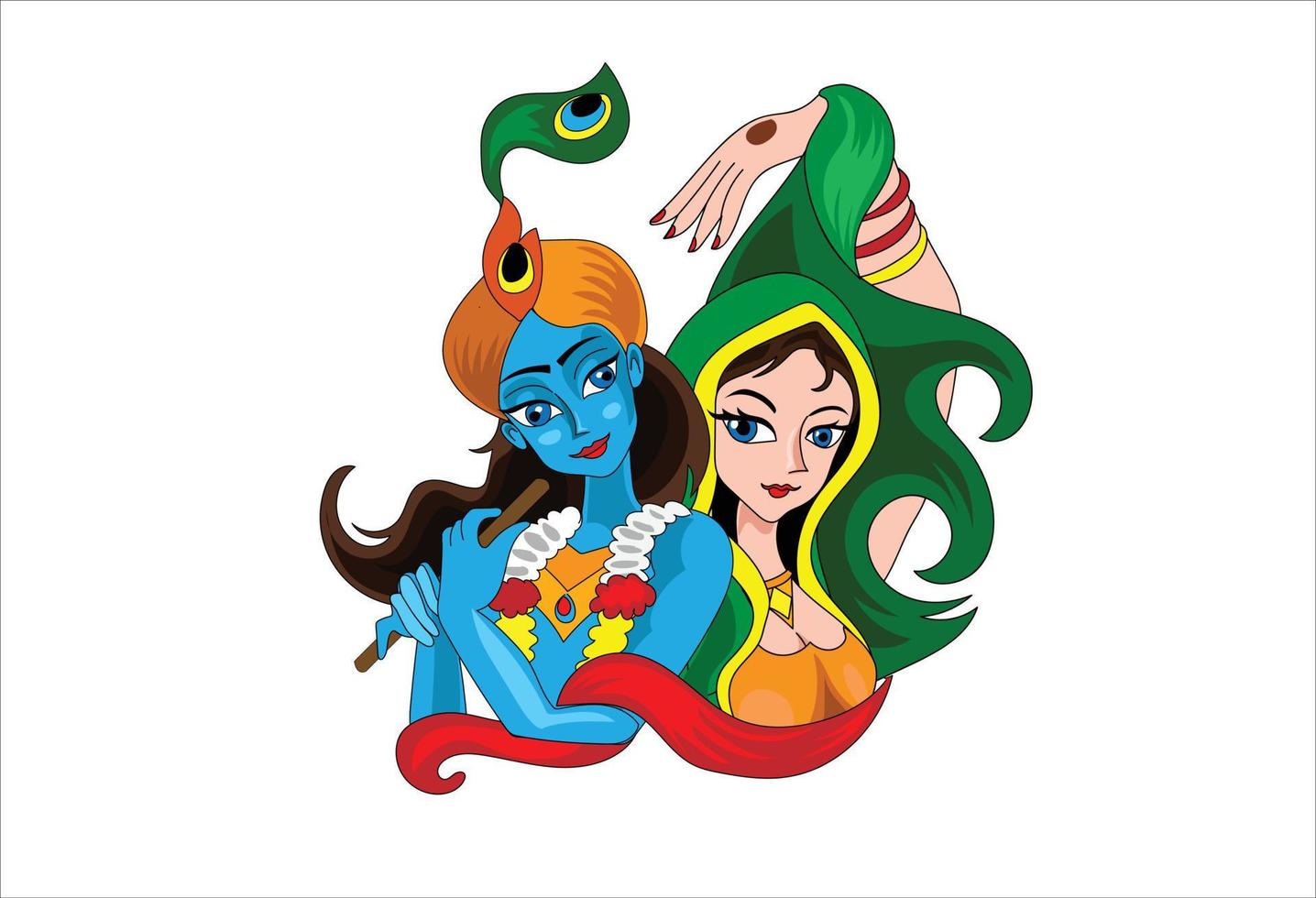 radha krishna ilustración vectorial sobre fondo aislado vector