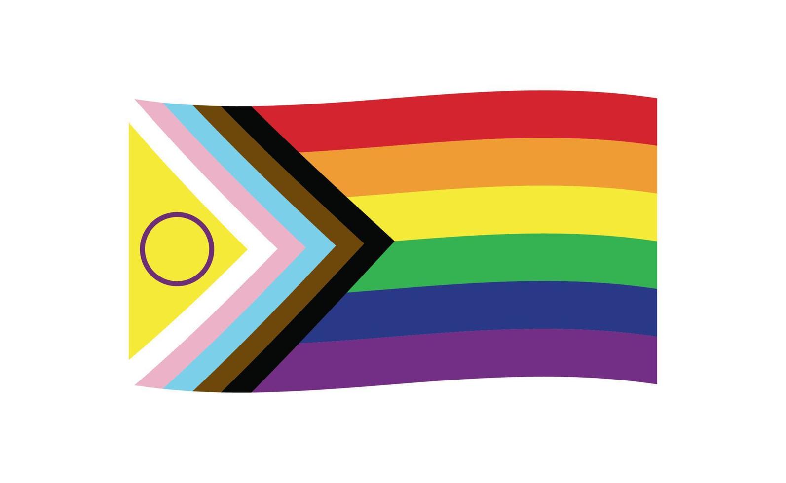 nuevo vector de bandera de orgullo lgbtq actualizado. Bandera de orgullo de progreso inclusivo intersexual. bandera de bandera para lgbt, o orgullo lgbtqia.