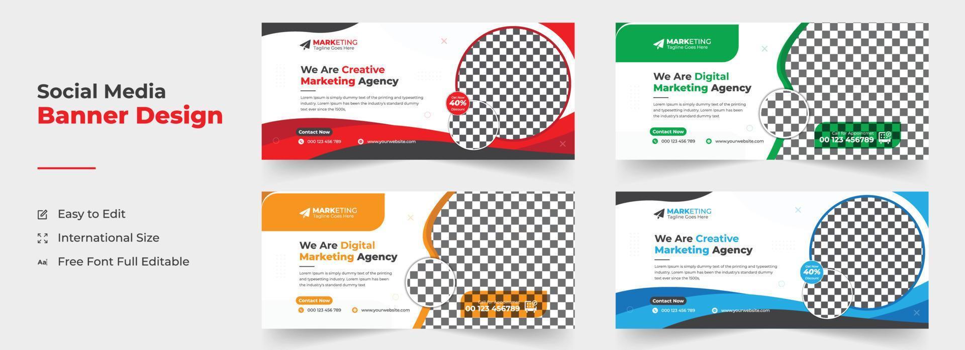 Digital marketing Social Media cover page template, Creative Marketing