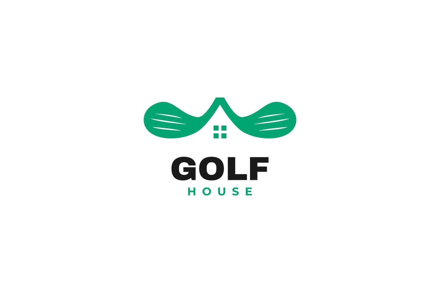 Flat golf stick house logo icon vector illustration idea