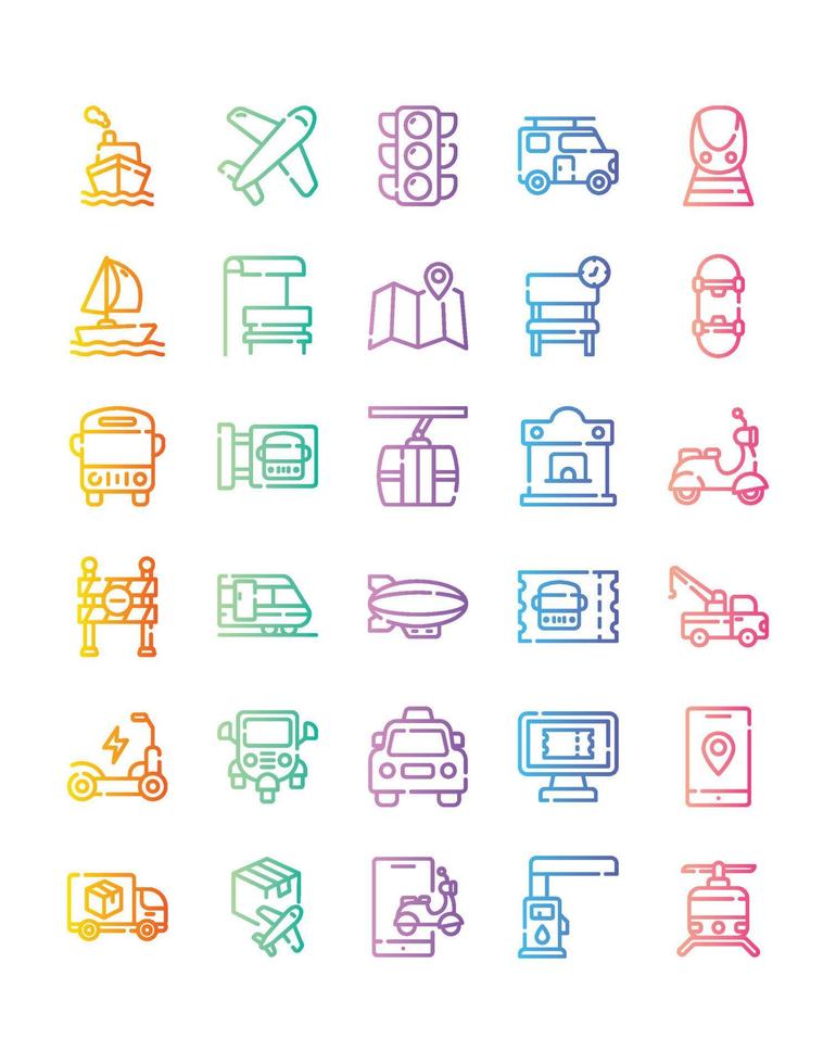 Transport Icon Set 30 isolated on white background vector