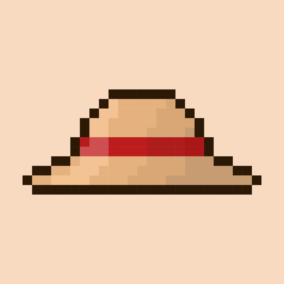 estilo de arte de píxeles, vector de sombrero de paja de estilo de 18 bits