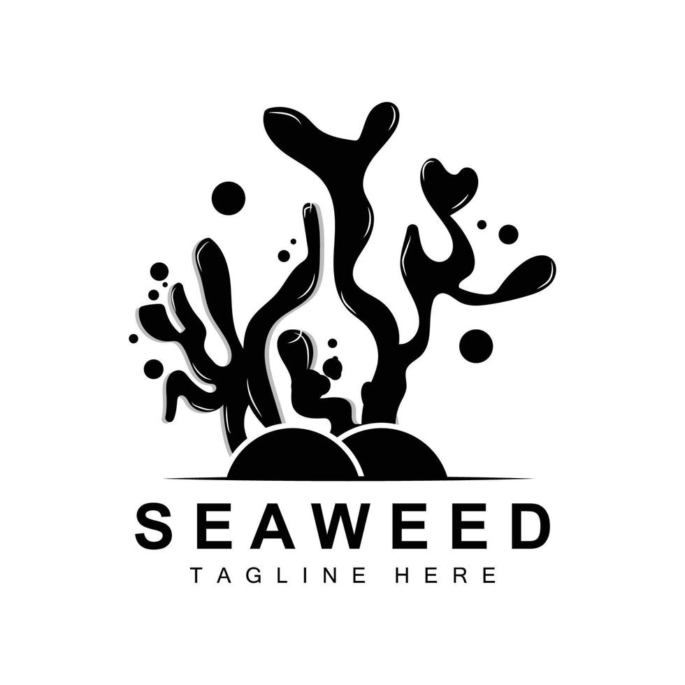 diseño de logotipo de algas marinas, ilustración de plantas submarinas, cosméticos e ingredientes alimentarios vector