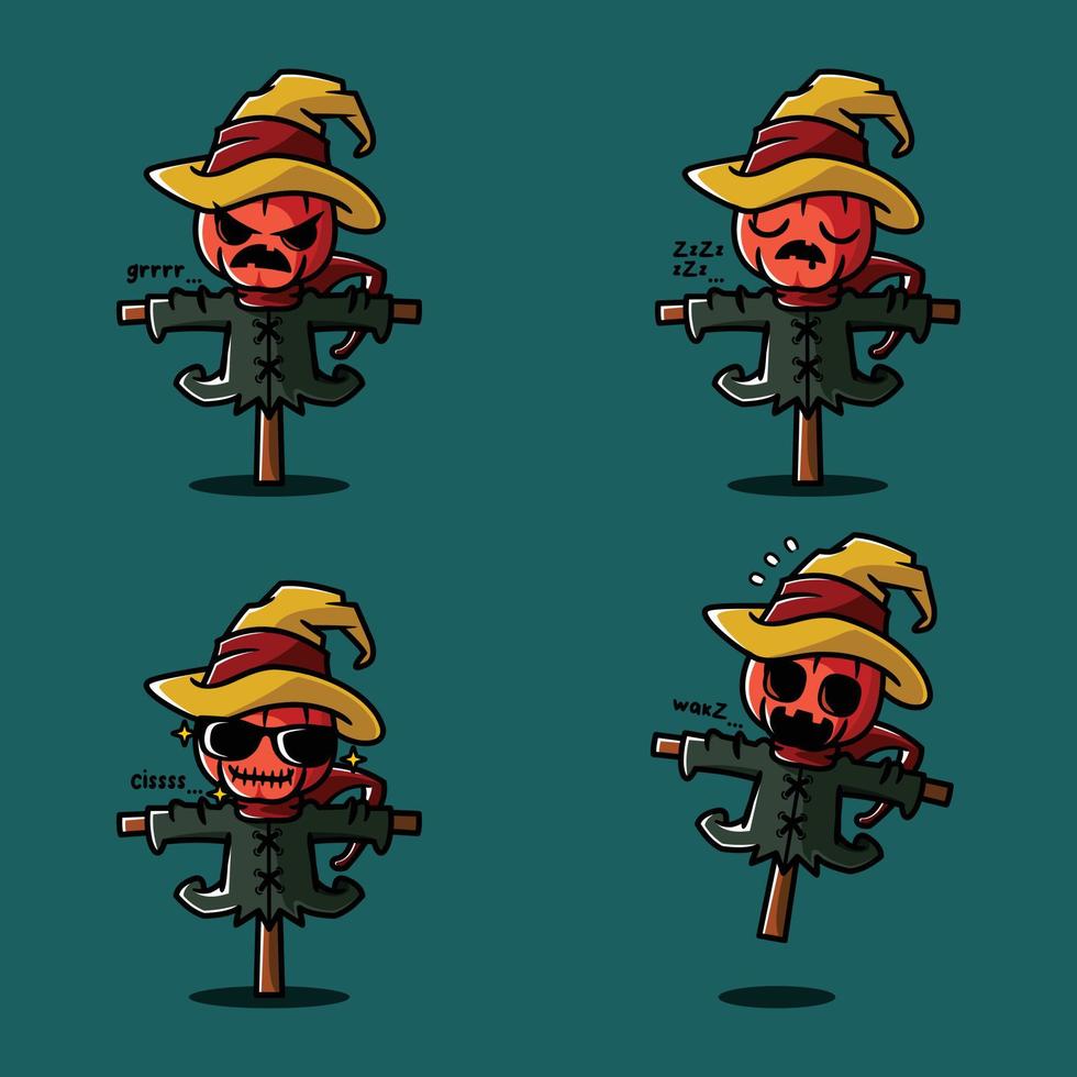 vector illustration of cute scarecrow emoji