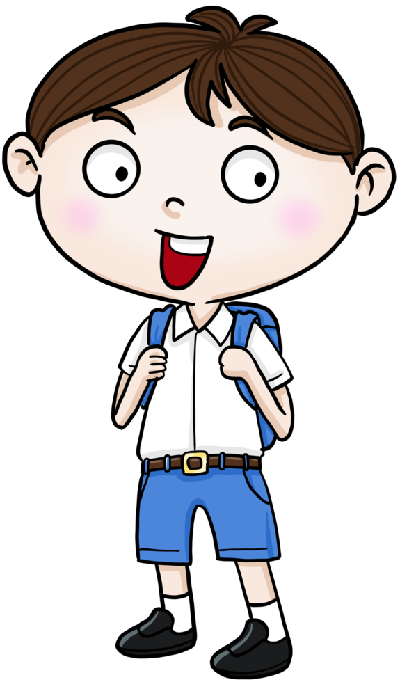 caricatura, estudiante, niño, sonrisa, colorido png