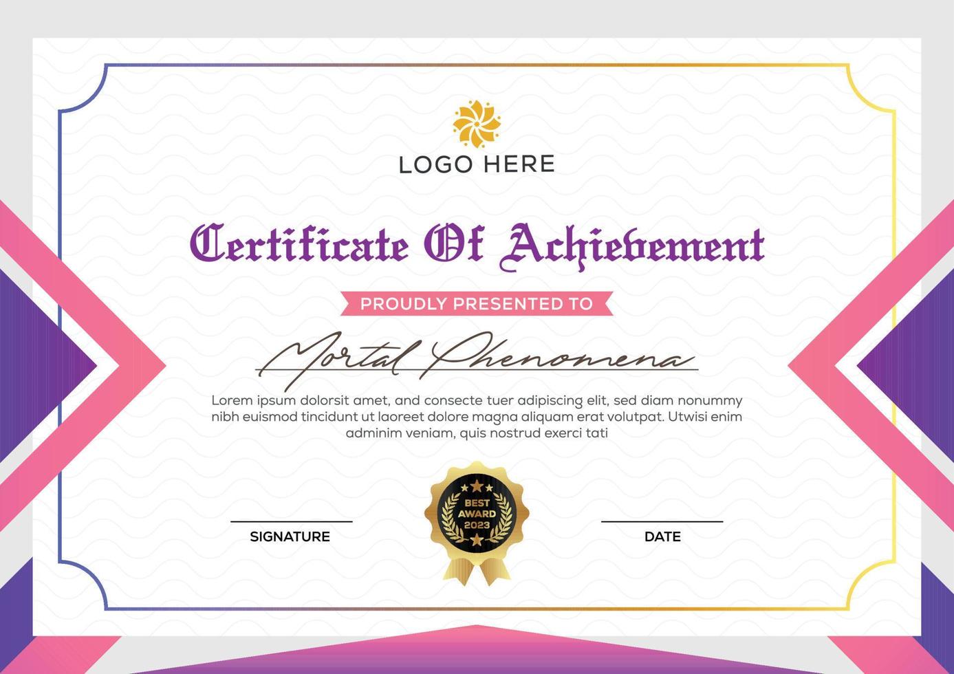 Flat modern certificate design template vector