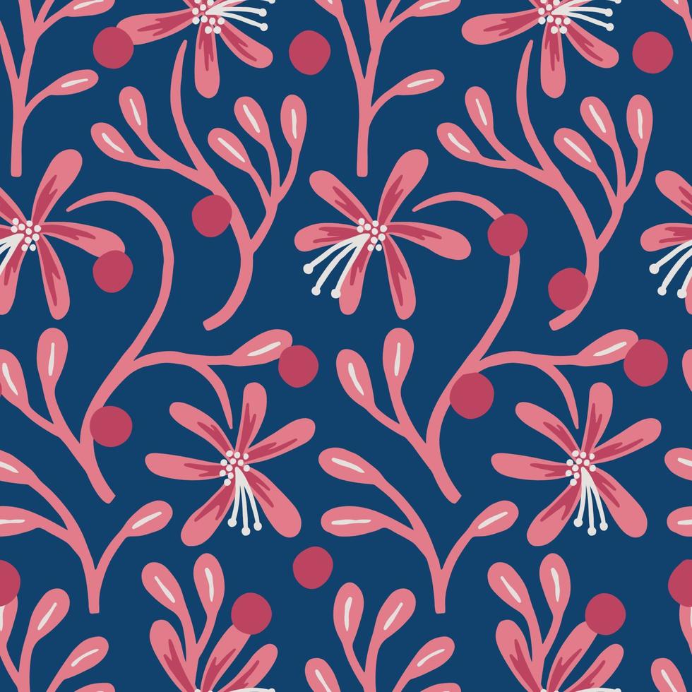 Hand drawn floral pattern in pink tones vector