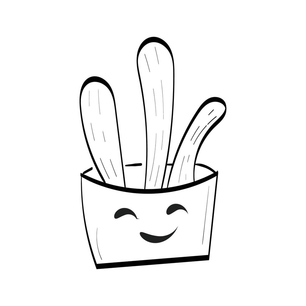 Cute Hand Drawn Cactus for print vector