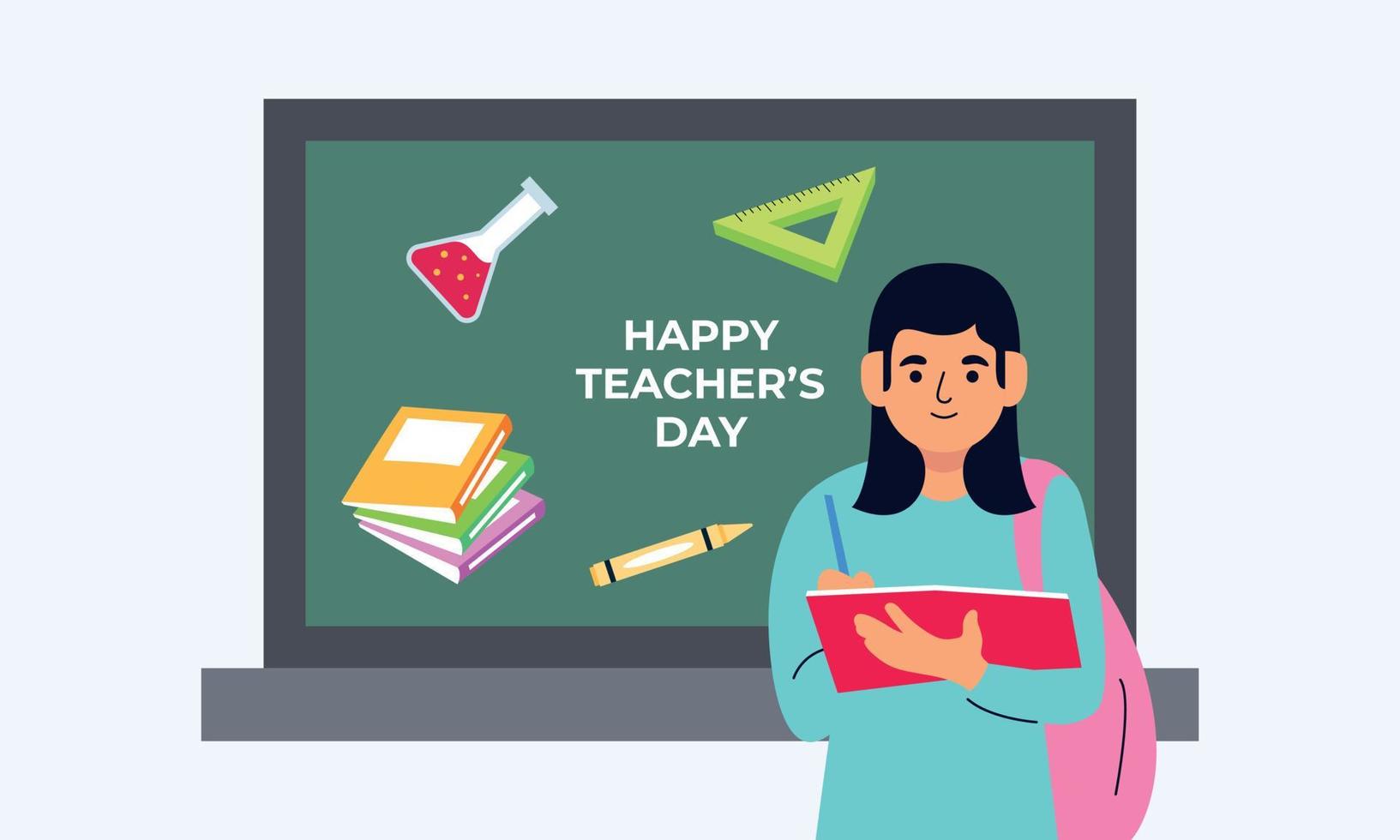 Happy teacher's day poster background concept vector illustration