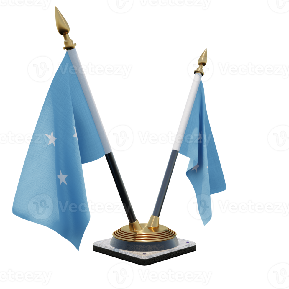 Federated States of Micronesia 3d illustration Double V Desk Flag Stand png
