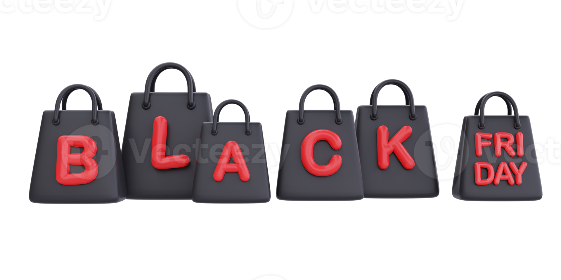 Black Friday Super Sale with shopping bags, Christmas and Happy New Year promotion, 3d rendering. png