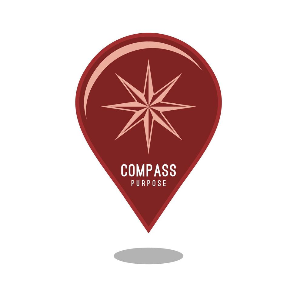 posición del logotipo del mapa pin con diseño de vector de icono de brújula