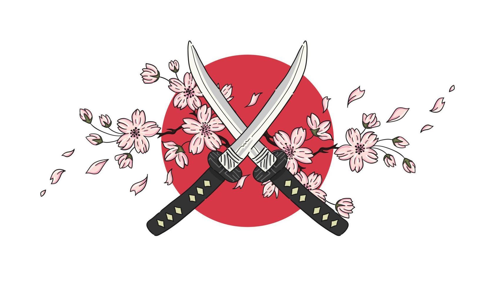 Ilustración de vector de katana japonesa