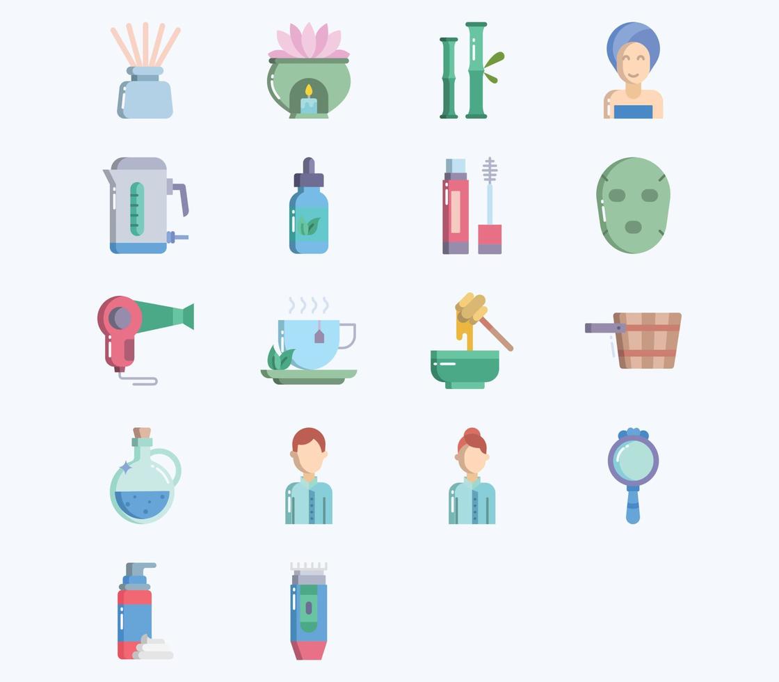 Spa icon set, Therapy and treatment vector