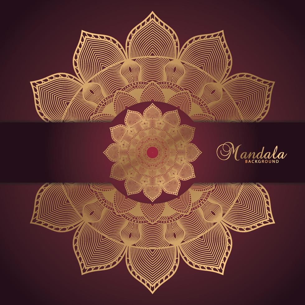 Luxury mandala background design in gold color vector