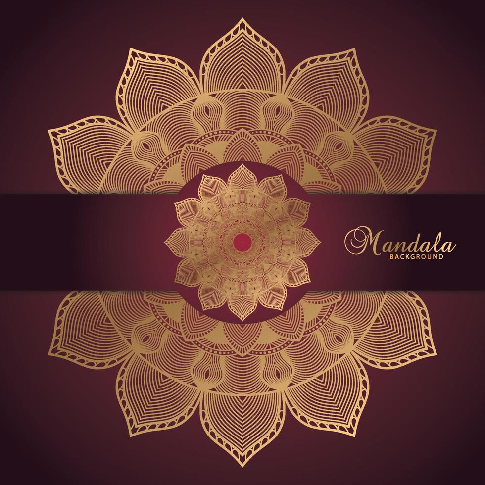 diseño de fondo de mandala de lujo en vector de color dorado