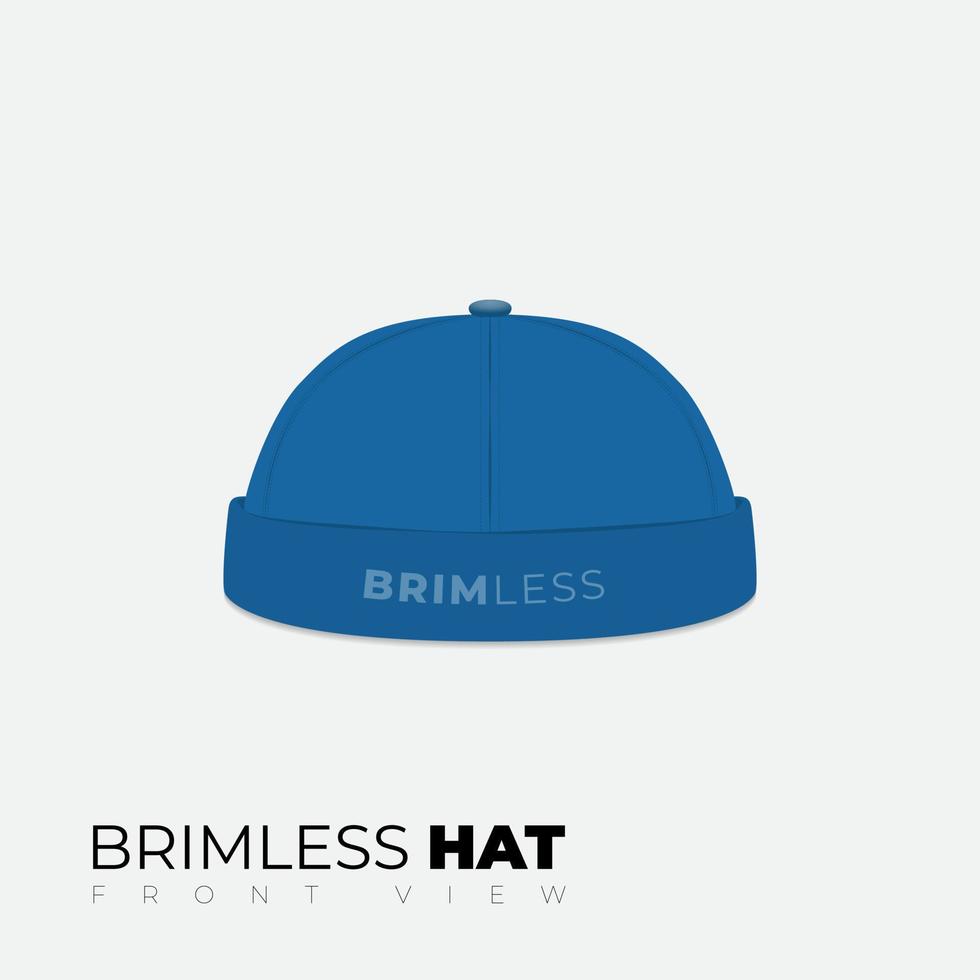 Blue brimless hat template in front view design vector