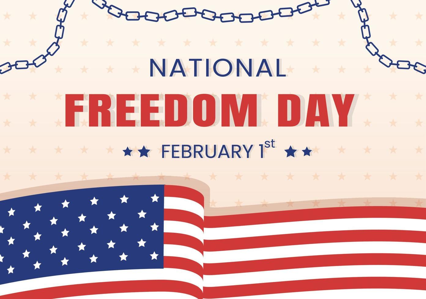 plantilla del día de la libertad nacional ilustración plana de dibujos animados dibujados a mano con bandera americana y manos rompiendo un diseño de esposas vector