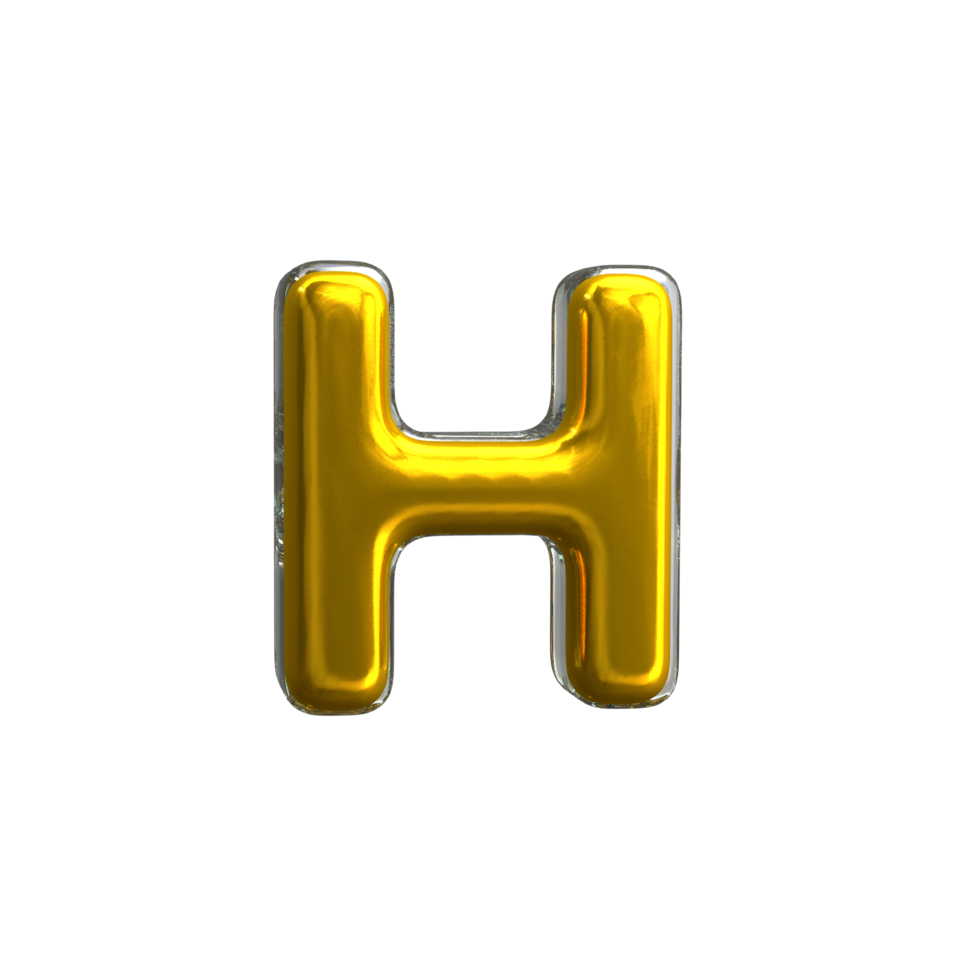 Mental Yellow Letter H 3D Render png