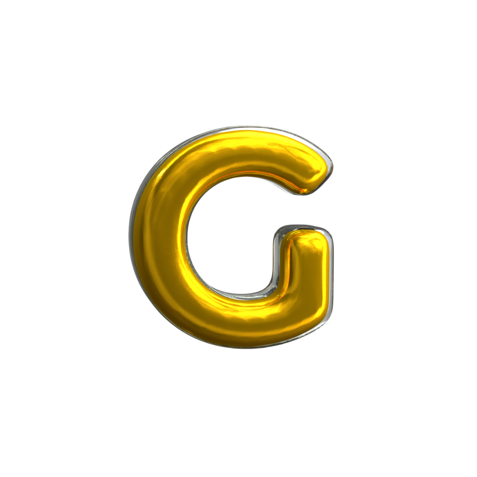 Mental Yellow Letter G 3D Render png