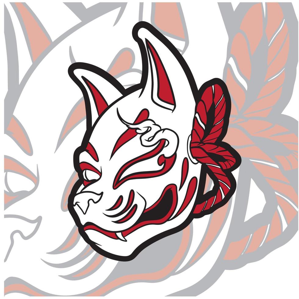 Kitsune fox mask illustration, traditional Japanese symbol. Simple drawing, isolated clip art illustration. vector