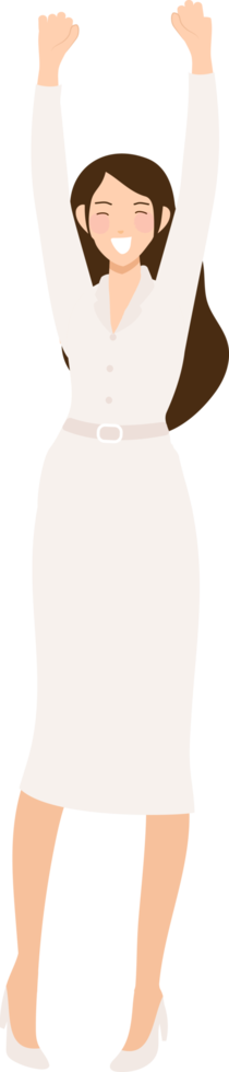 succès heureux femme d'affaires en costume blanc png